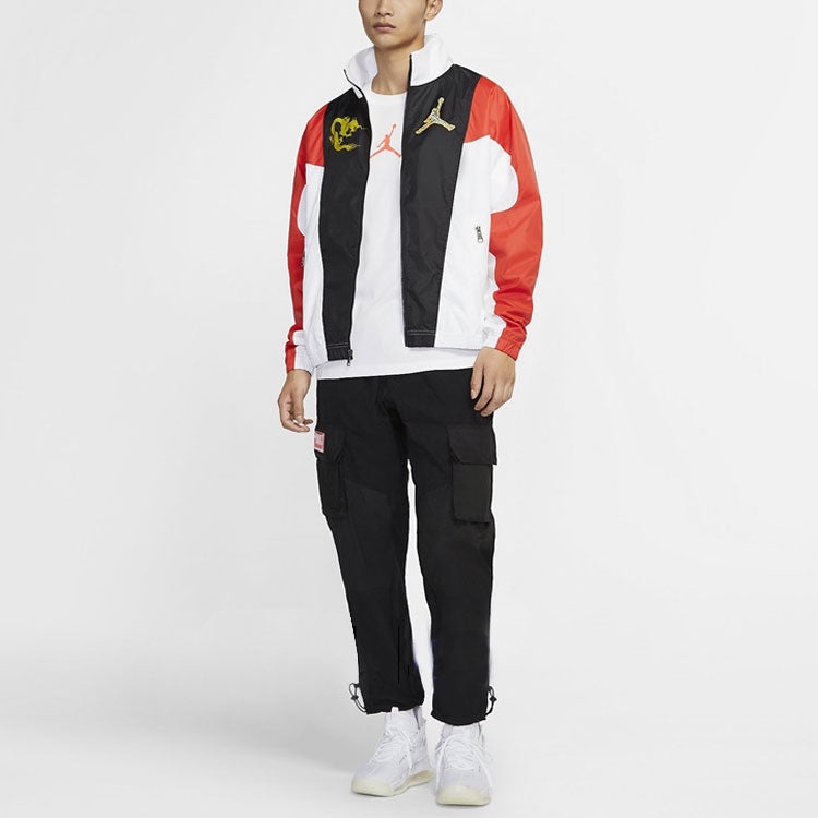 Air Jordan Colorblock Splicing Stand Collar Woven Jacket Black DB3707-100 - 3