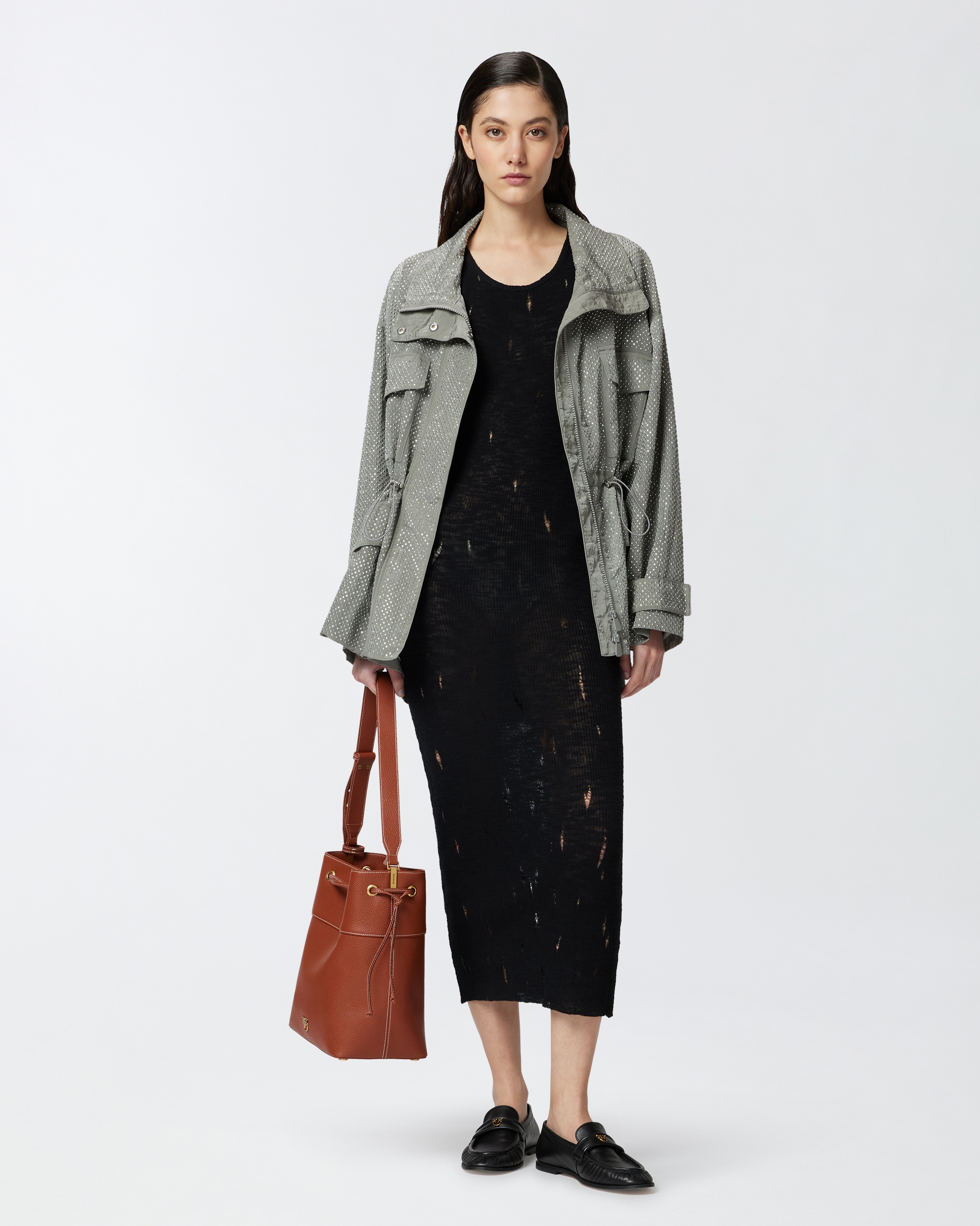LONG DRESS IN LIGHT KNIT WITH TEARS - 3