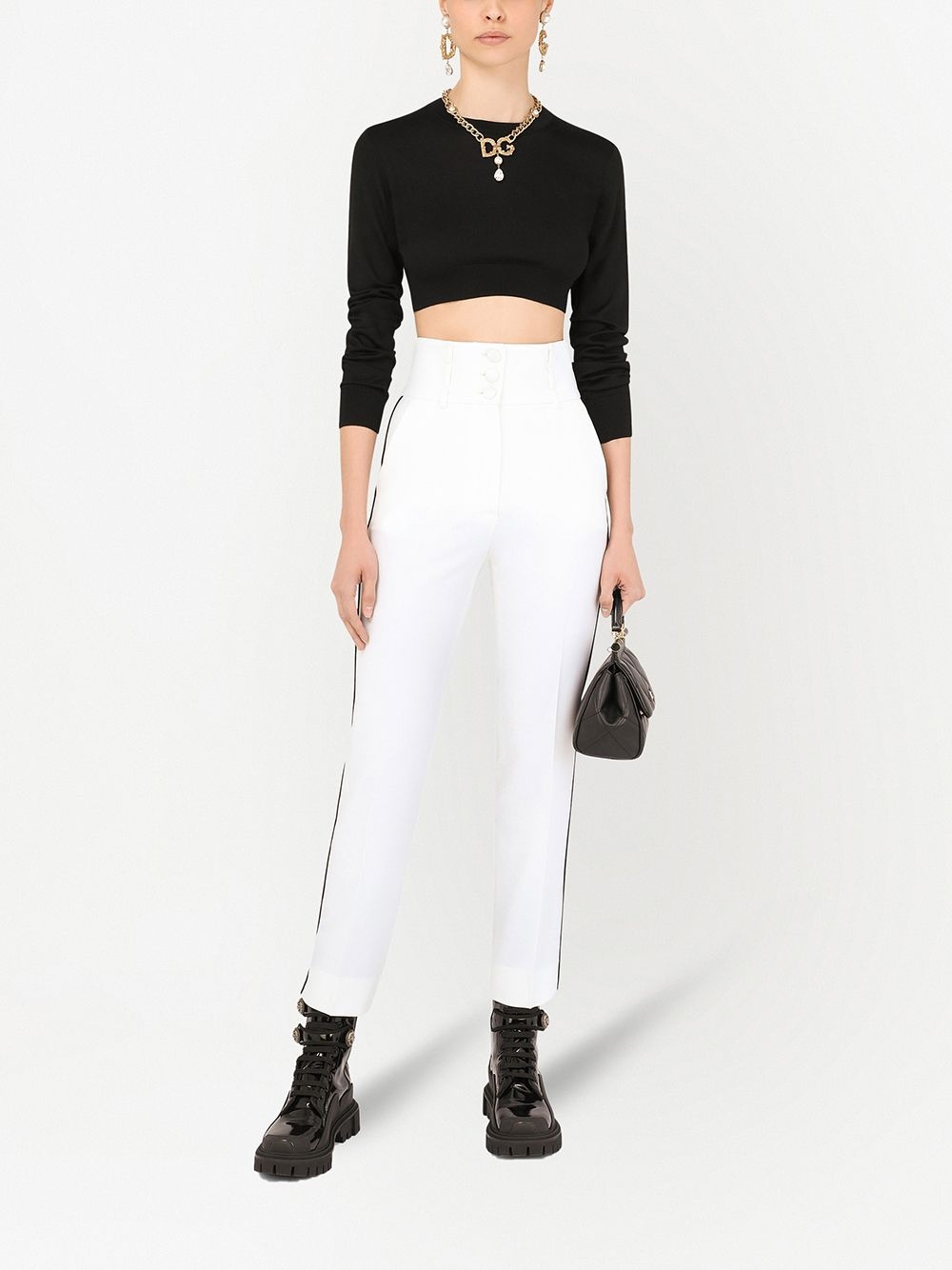 silk knit cropped jumper - 2