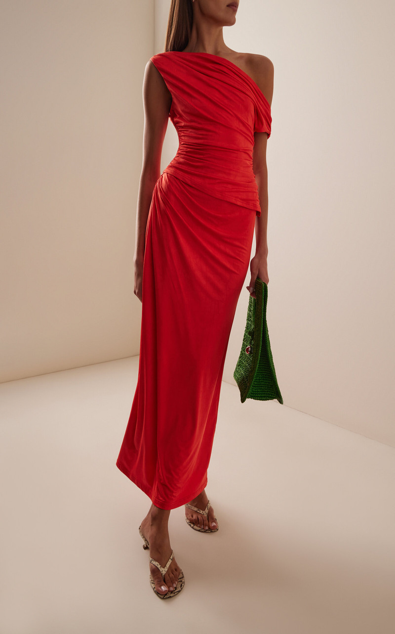 SIGNIFICANT OTHER Exclusive Priya Draped Jersey Maxi Skirt red outlook