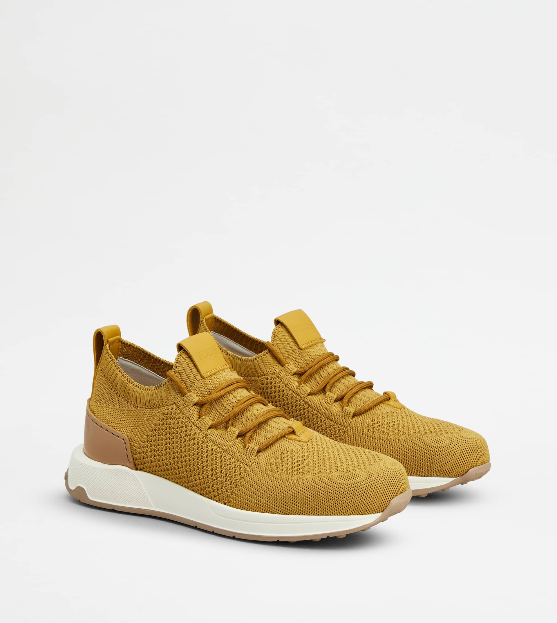 SOCK SNEAKERS IN TECHNICAL FABRIC AND LEATHER - YELLOW - 3