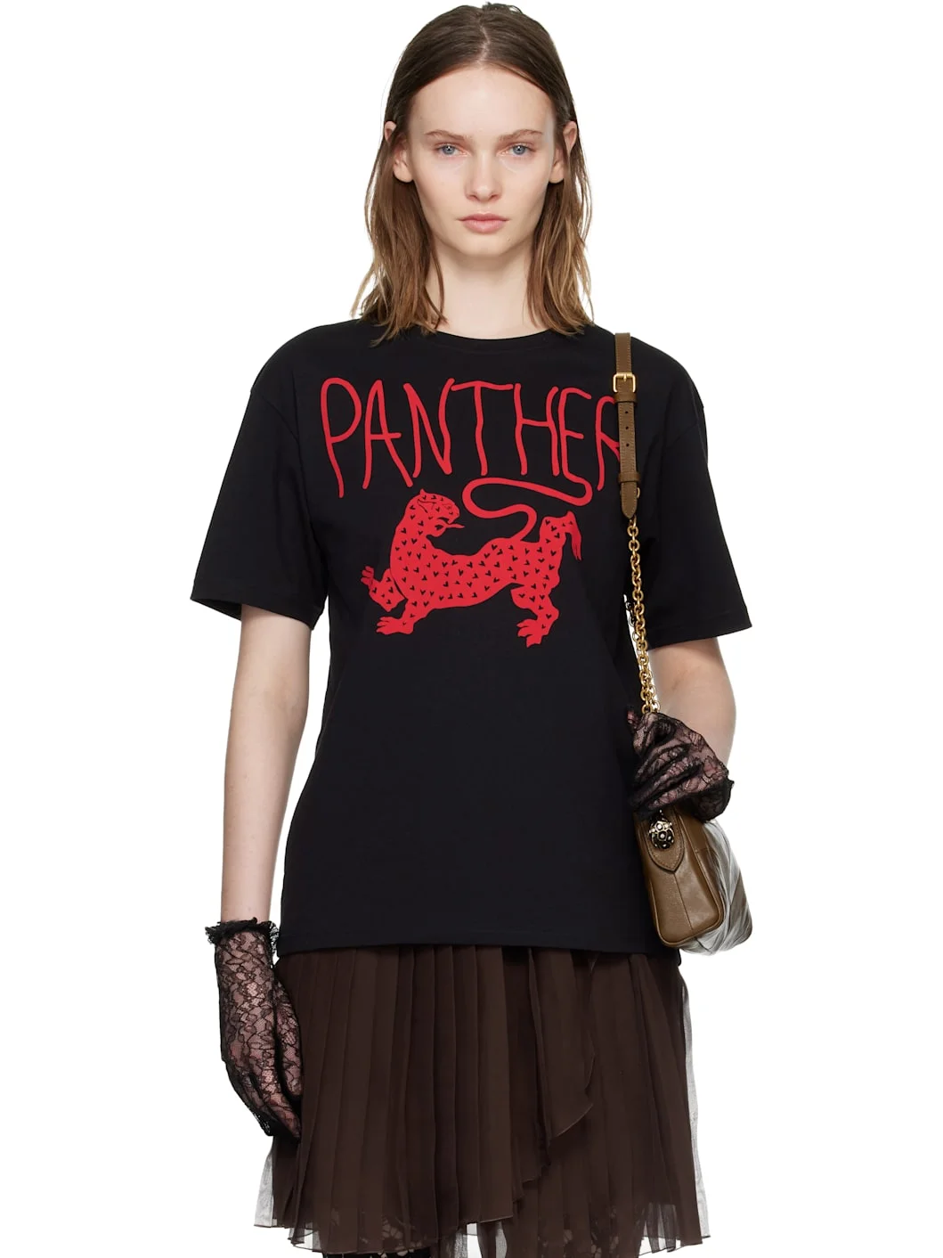 Black Printed Cotton T-shirt - 1