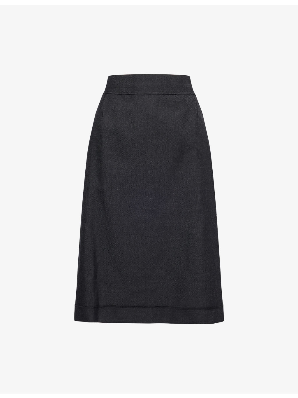Contrast-Satin High-Waist Woven Midi Skirt - 1