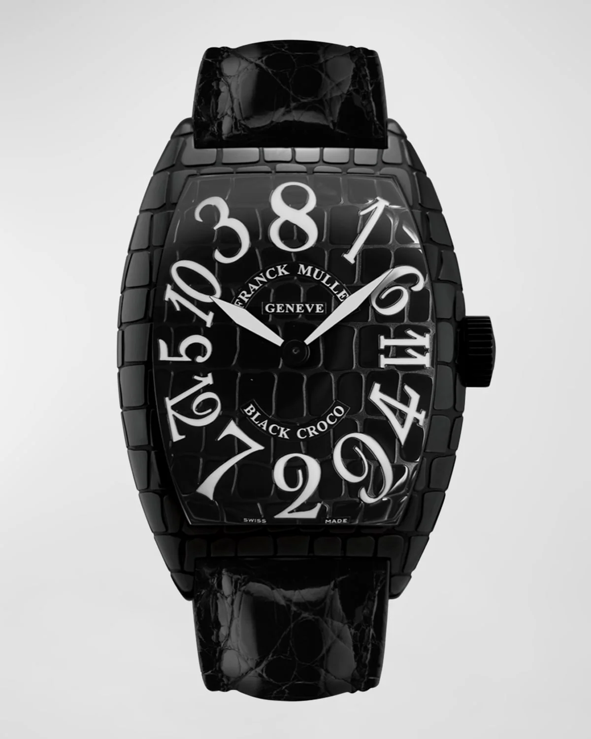 Men's Black Croco Crazy Hours Watch in Black Steel - 1