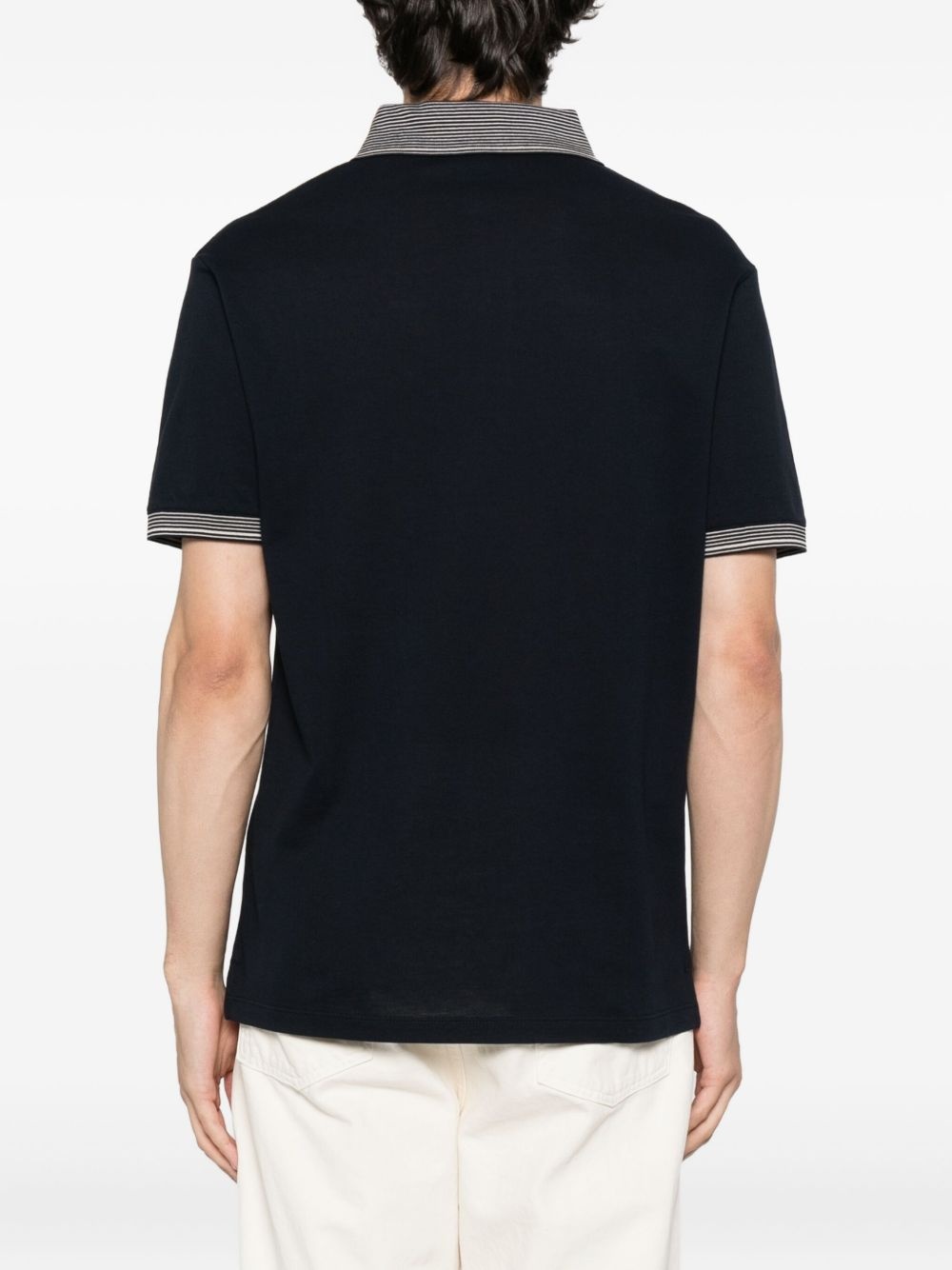 eagle-logo striped-collar polo shirt - 3