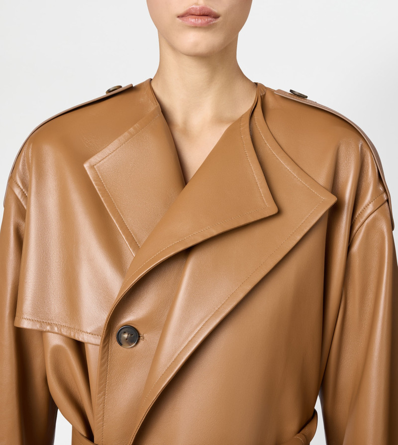 TRENCH COAT IN LEATHER RELAXED FIT - BROWN 5