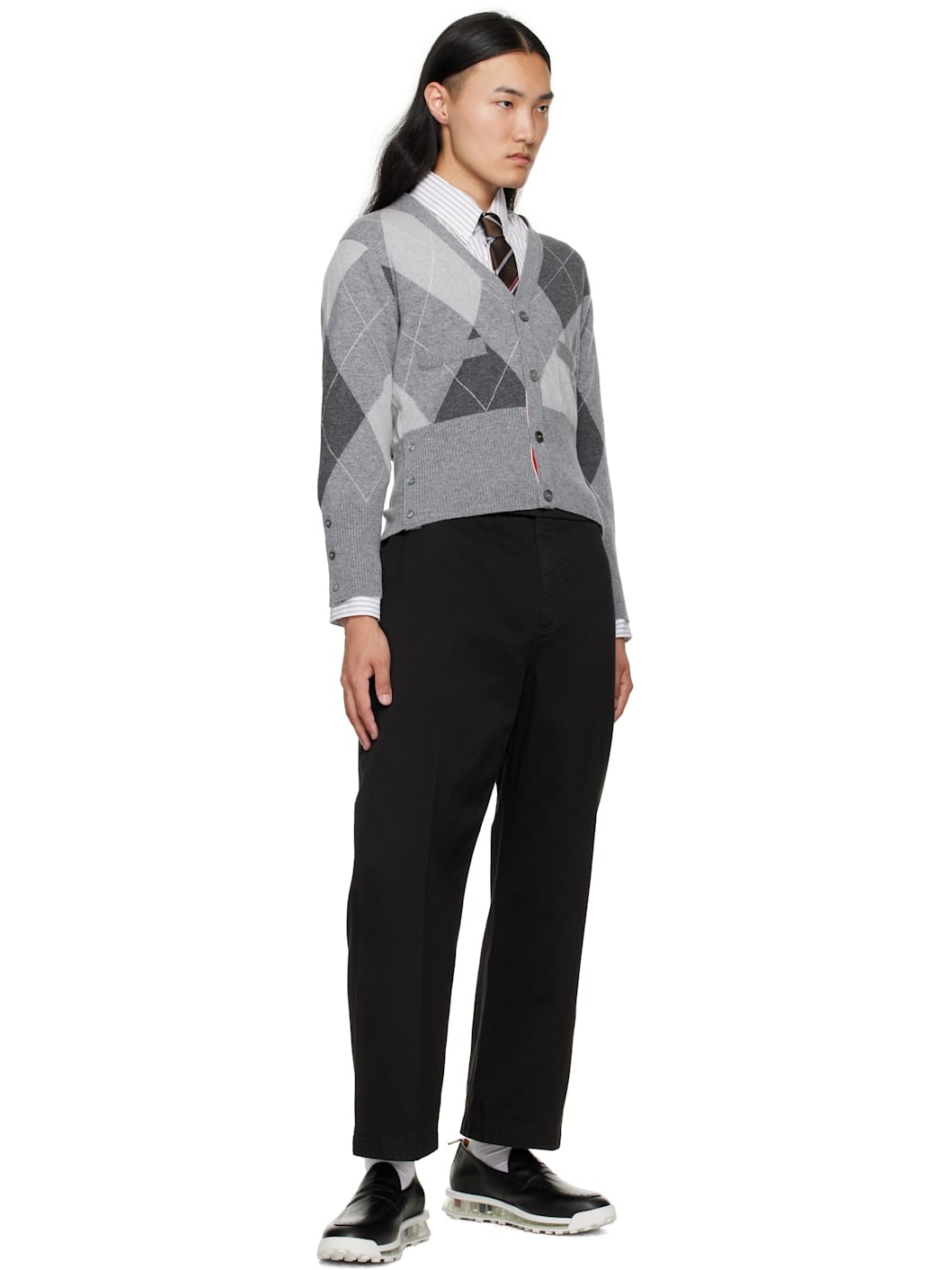Brown Classic Shadow Stripe Pique Weave Tie - 3