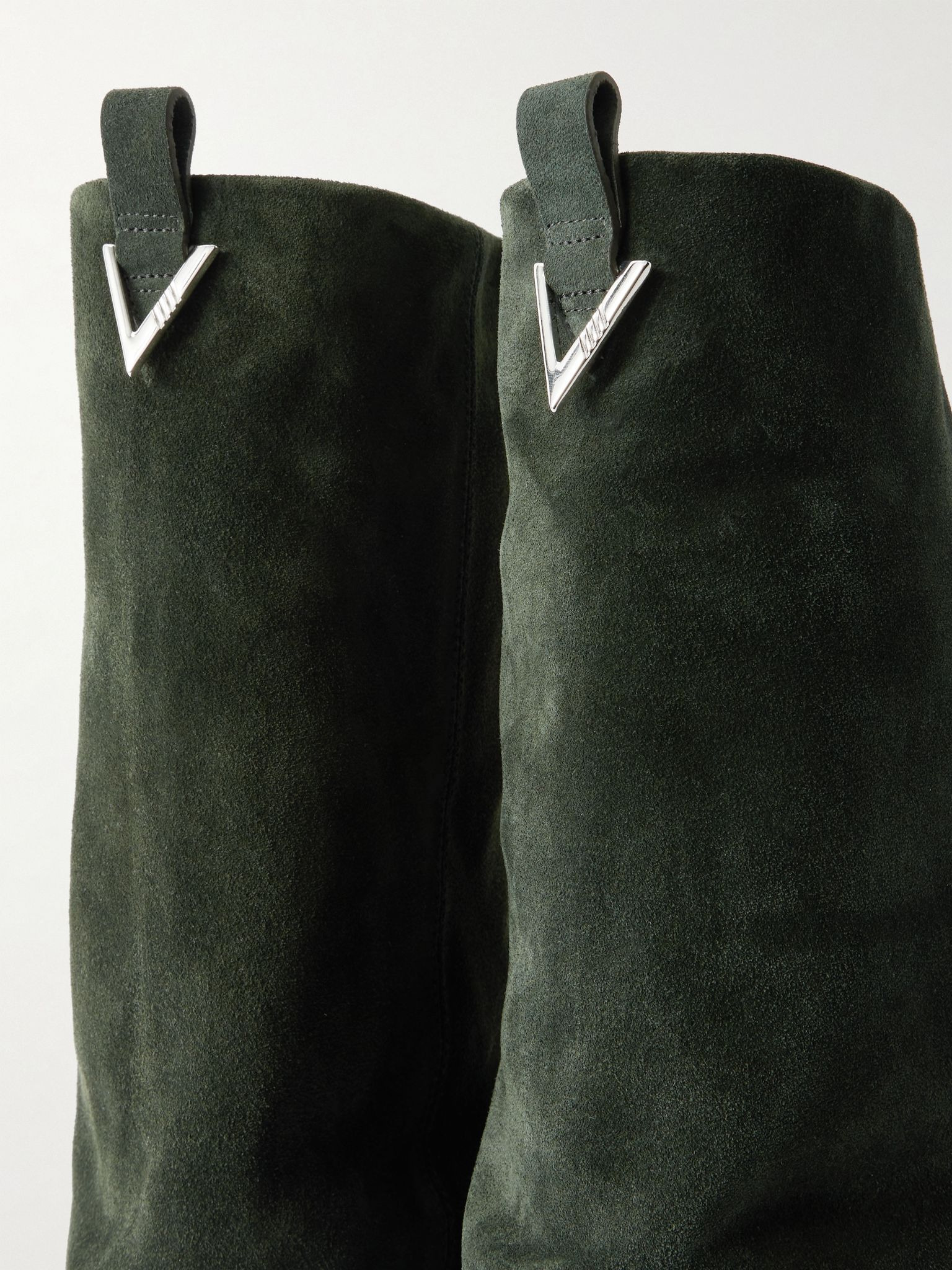 Robin layered suede knee boots Army green - 4