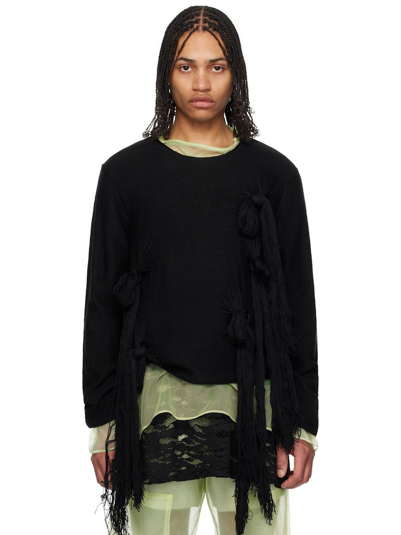 Black Worsted Wool Sweater 1