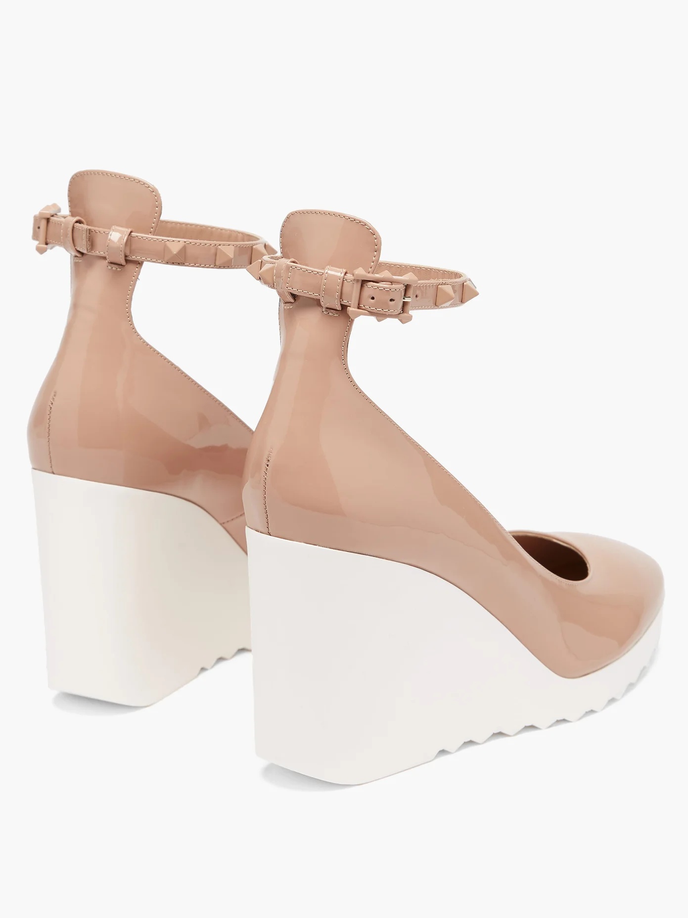 White Wave wedge-heel patent-leather pumps - 4