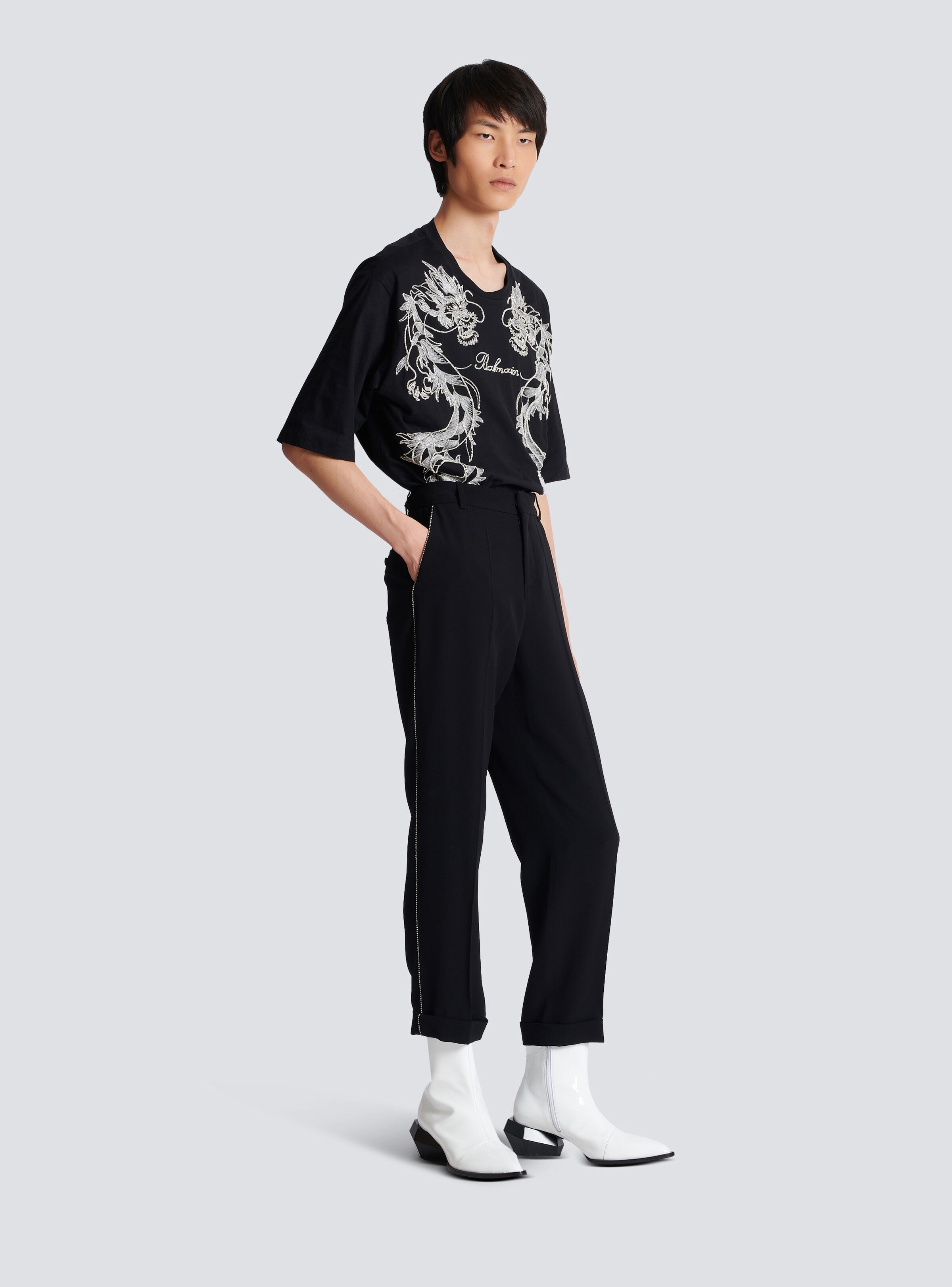 Crepe and rhinestone trousers - 3