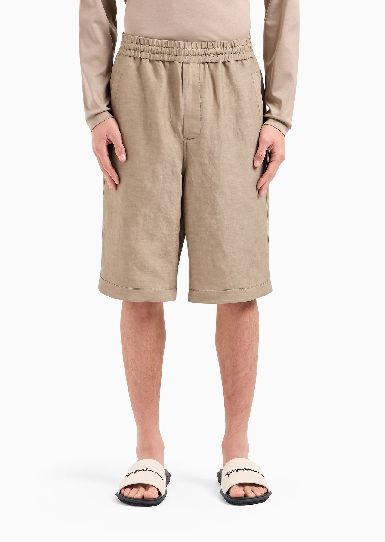 Viscose and linen canvas Bermuda shorts - 2