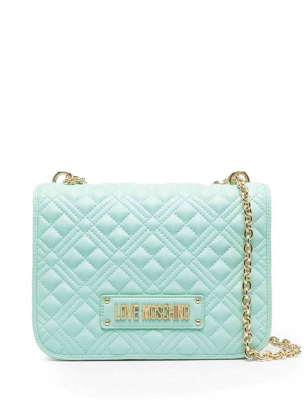 logo plaque quilted shoulder bag - 1