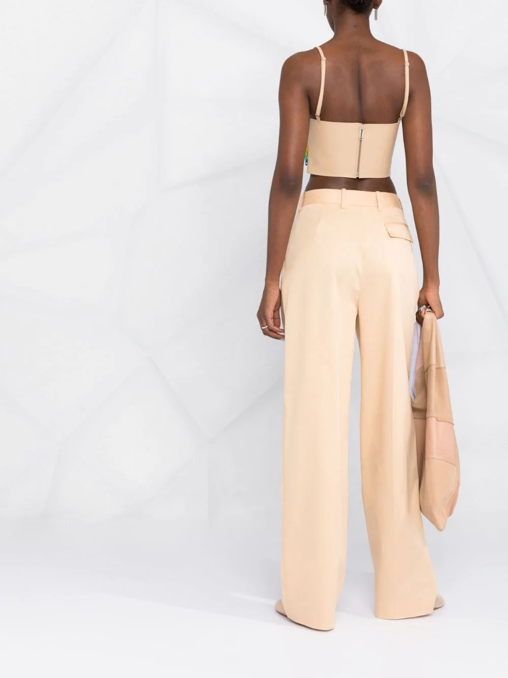 cropped leather bustier top - 6