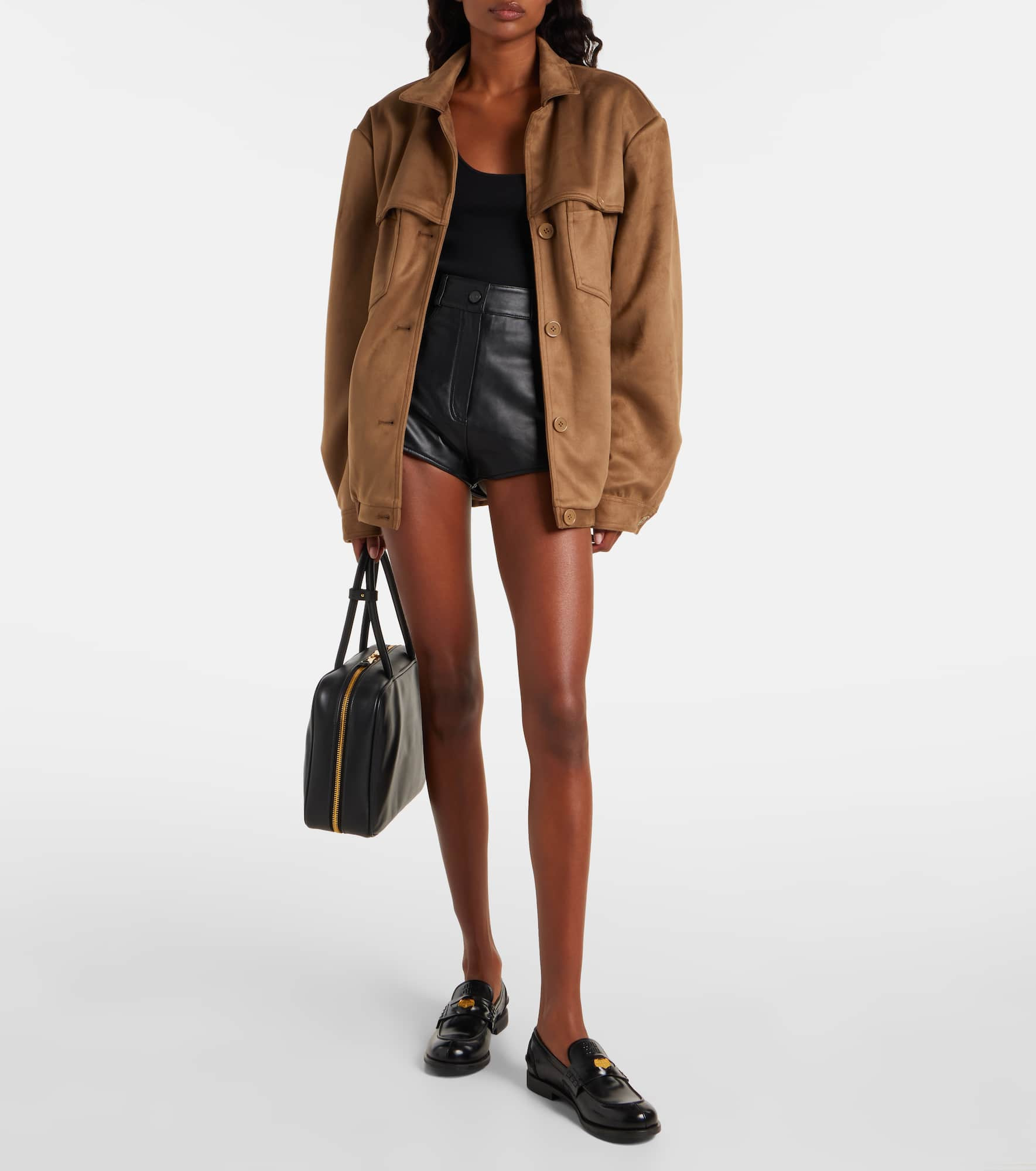 Loen high-rise leather micro shorts - 2