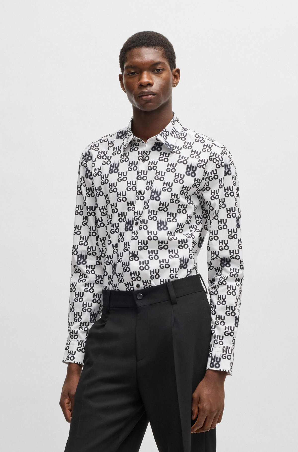 SLIM-FIT SHIRT IN SEASONAL-PRINT COTTON POPLIN - 2