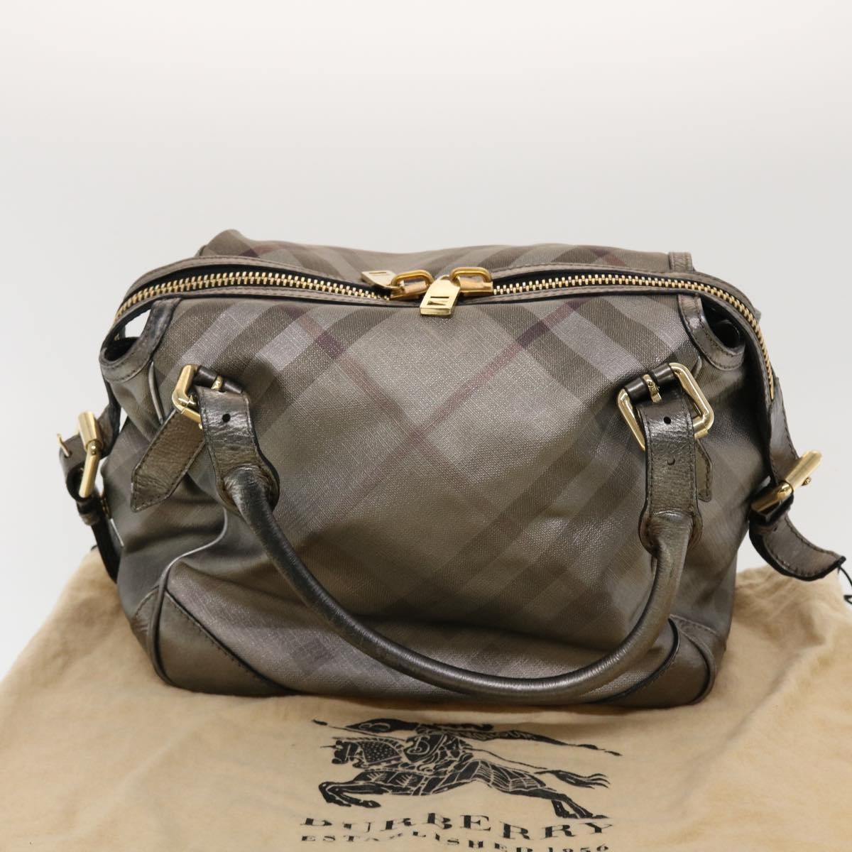 Burberry Nova Check Shoulder Bag Leather Silver - 12