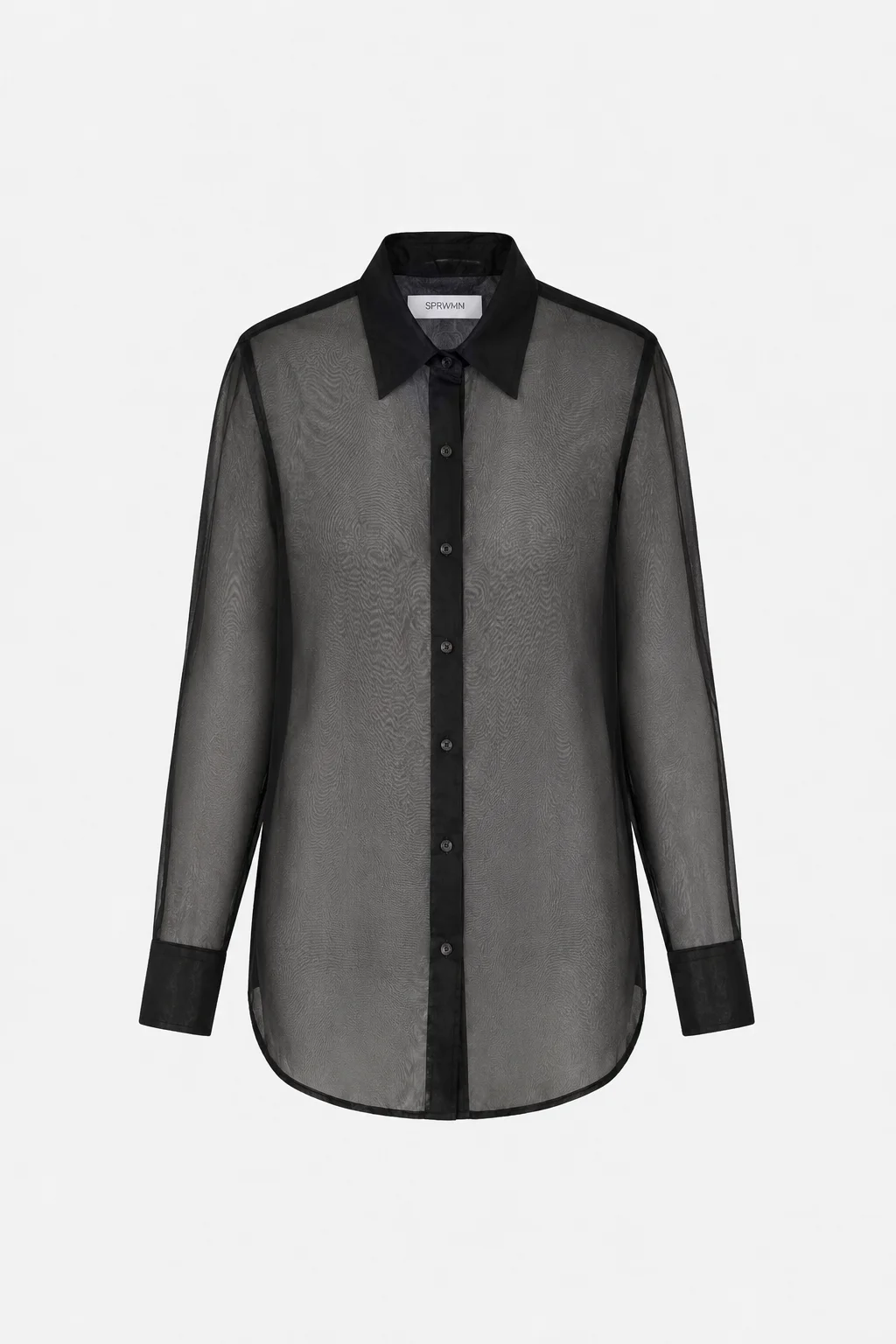 BLACK SILK ORGANZA OVERSIZED SHIRT - 1