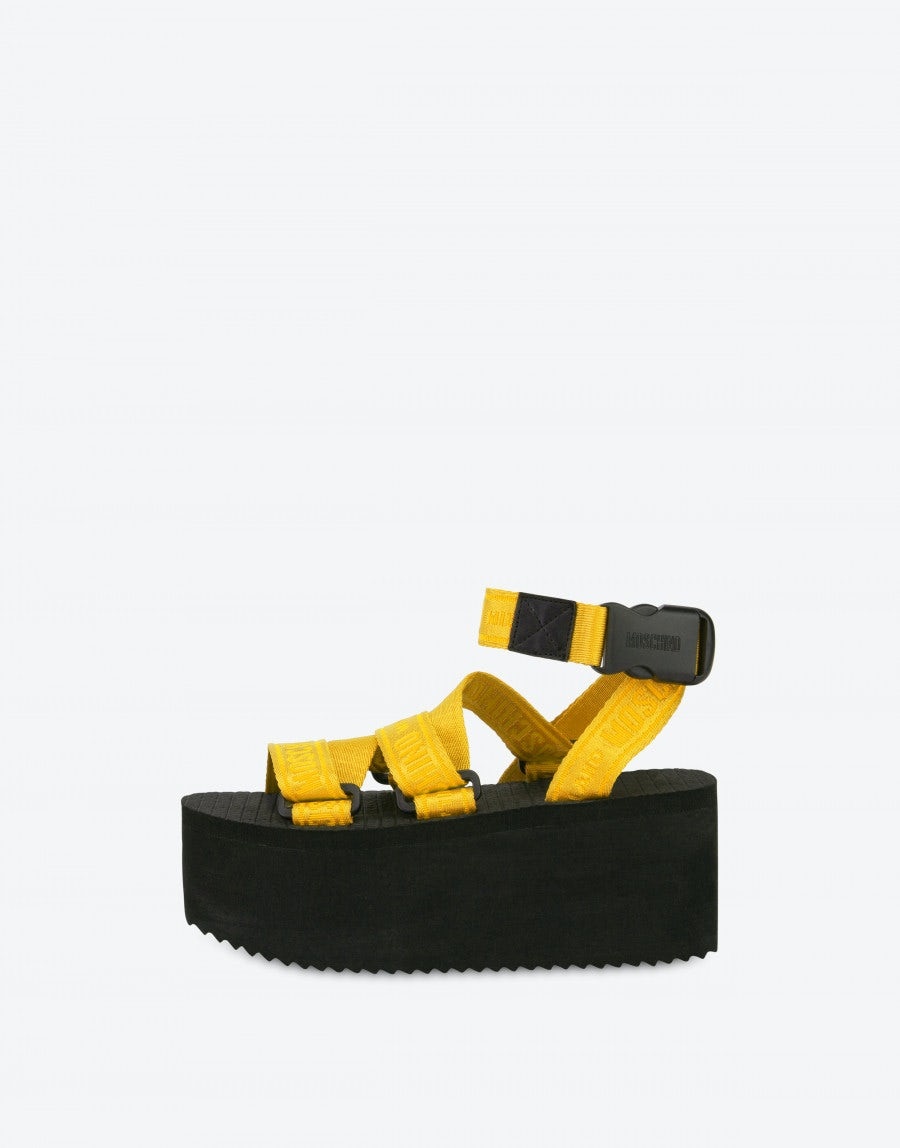 LOGO TAPE WEDGE SANDALS - 2