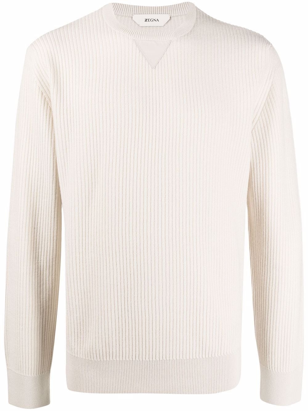 rib-knit crew neck jumper - 1