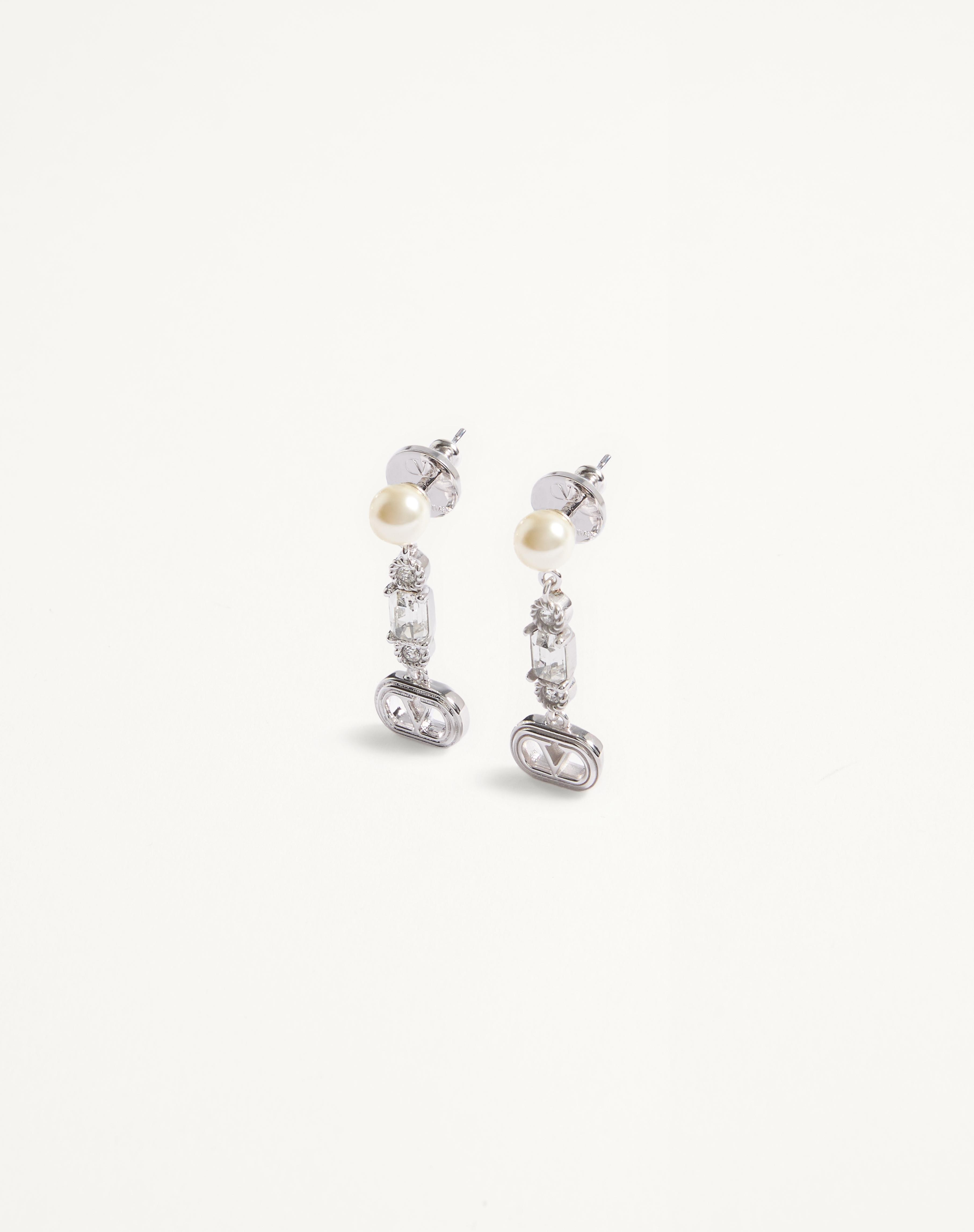 OVALETTE METAL, PEARL AND SWAROVSKI® CRYSTAL EARRINGS - 4