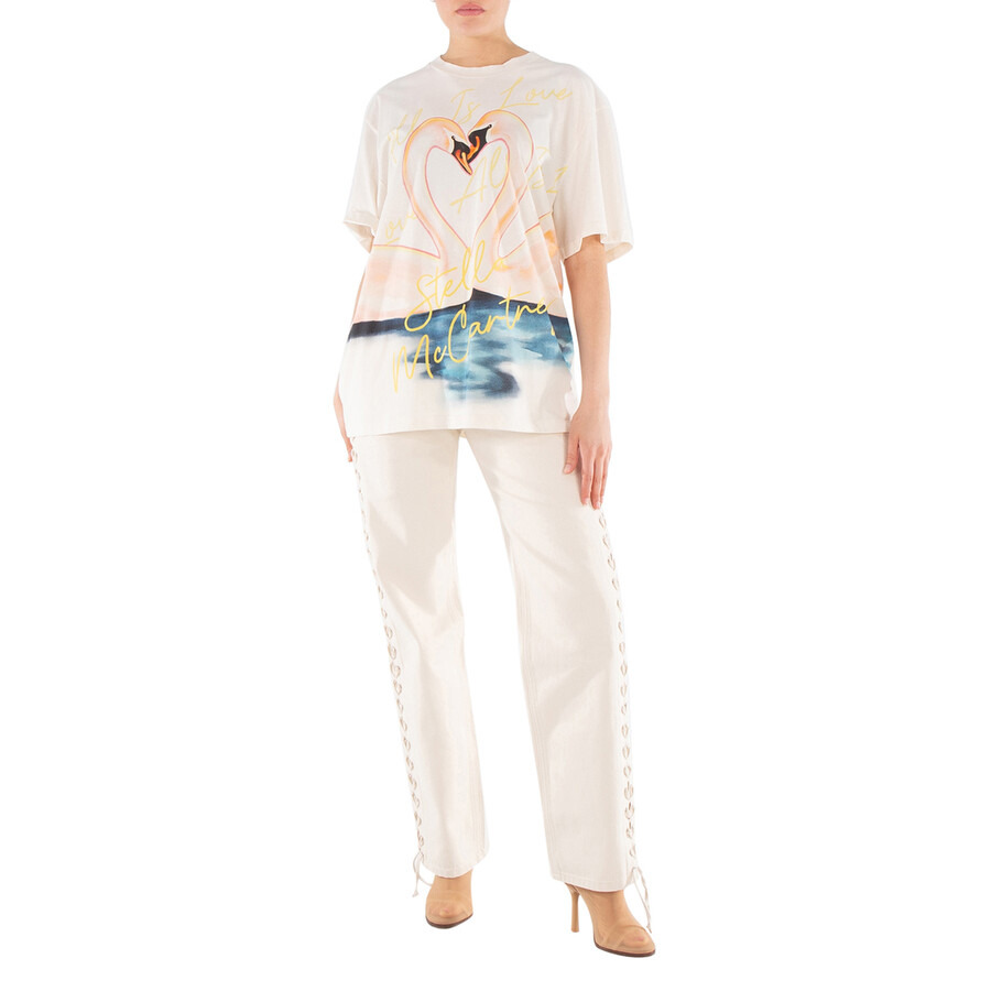 Stella Mccartney Ladies White Mid-Rise Straight-Leg Jeans - 4