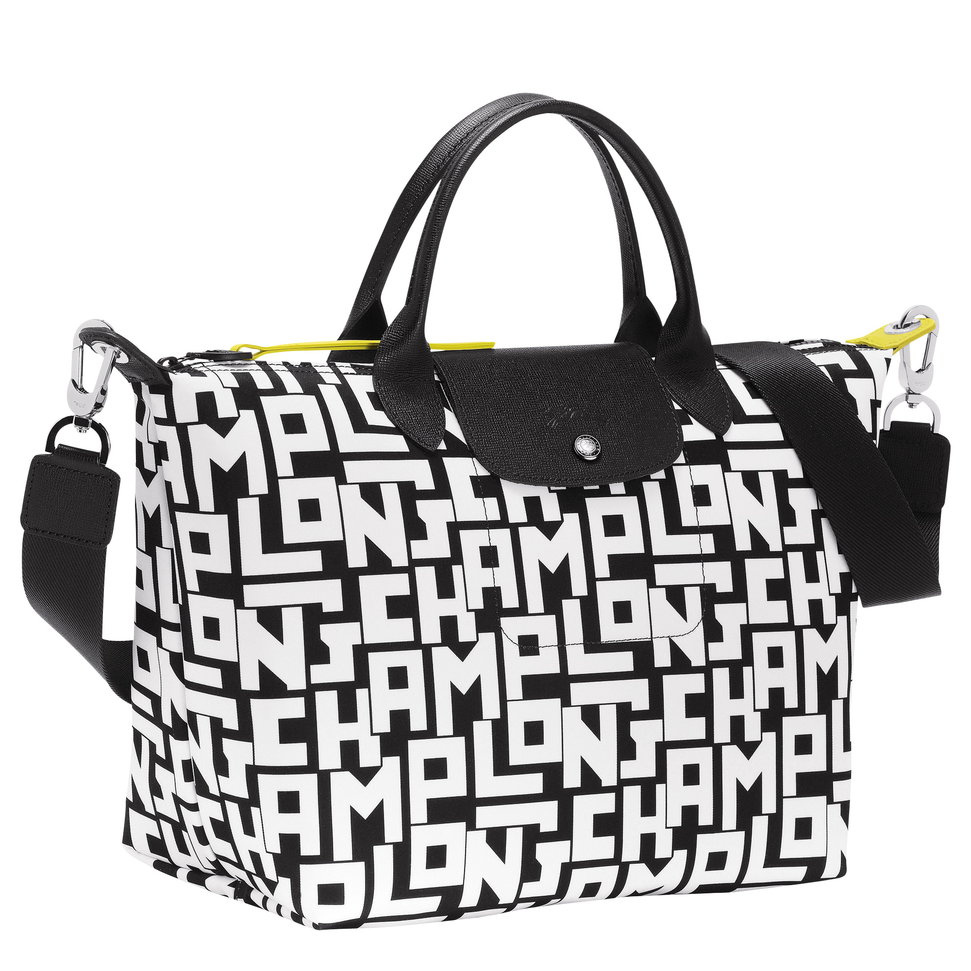 Le Pliage LGP L Handbag Black/White - Canvas - 3