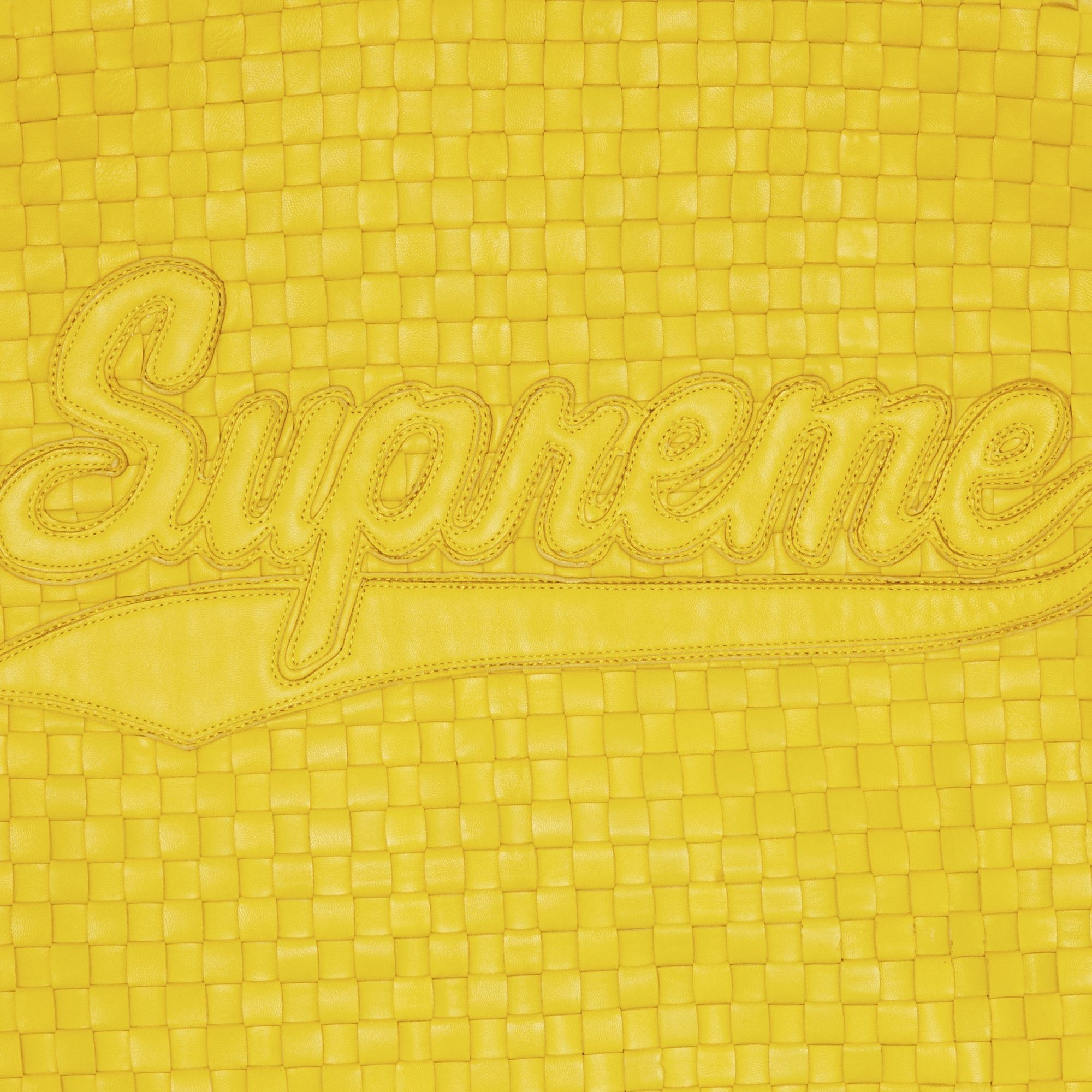 Supreme Woven Leather Varsity Jacket 'Yellow' - 3