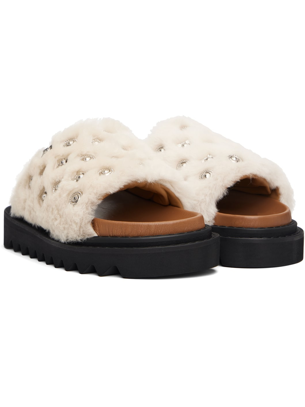White Fur Concho Slippers - 4
