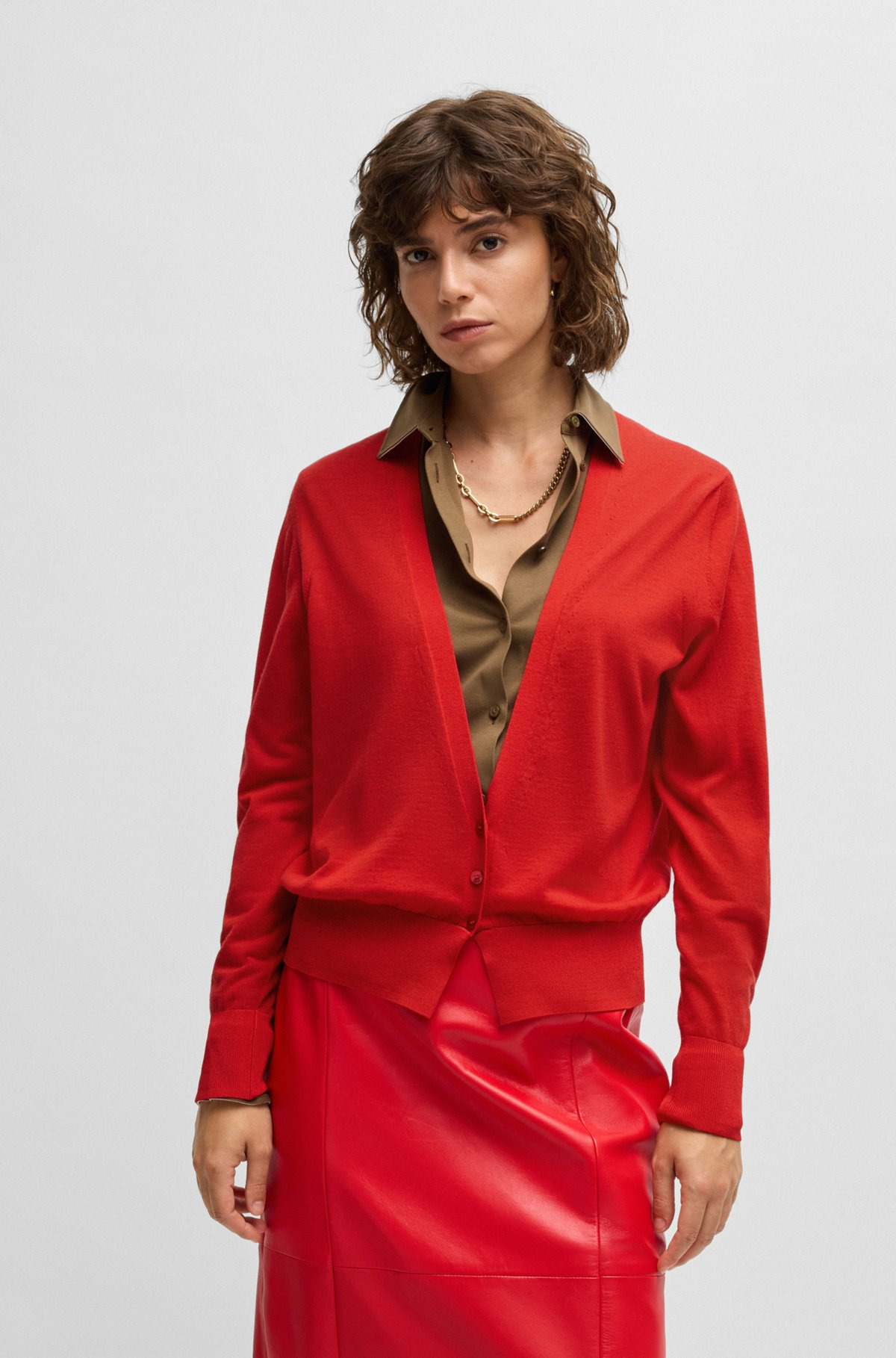 V-NECK KNITTED CARDIGAN IN WOOL - 2