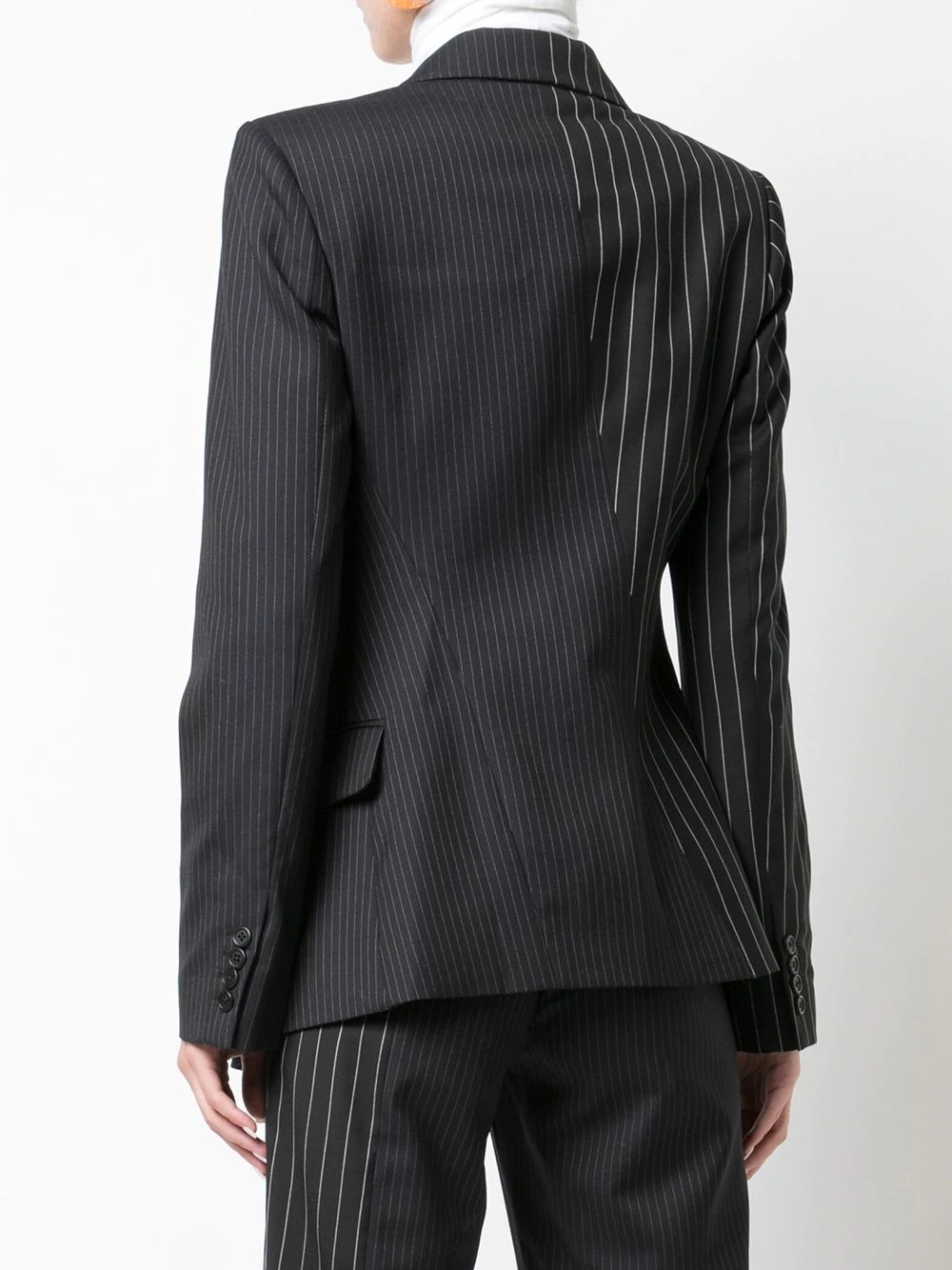 two-tone pinstripe asymmetric blazer - 4