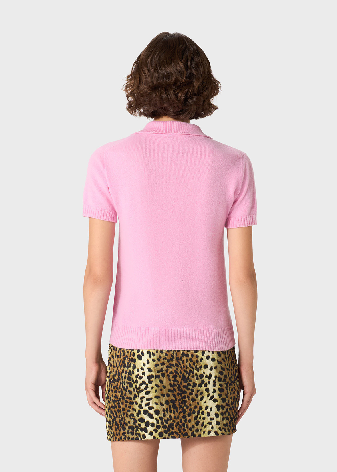 CASHMERE POLO SHIRT WITH BLUMARINE RHINESTONE LOGO - 4