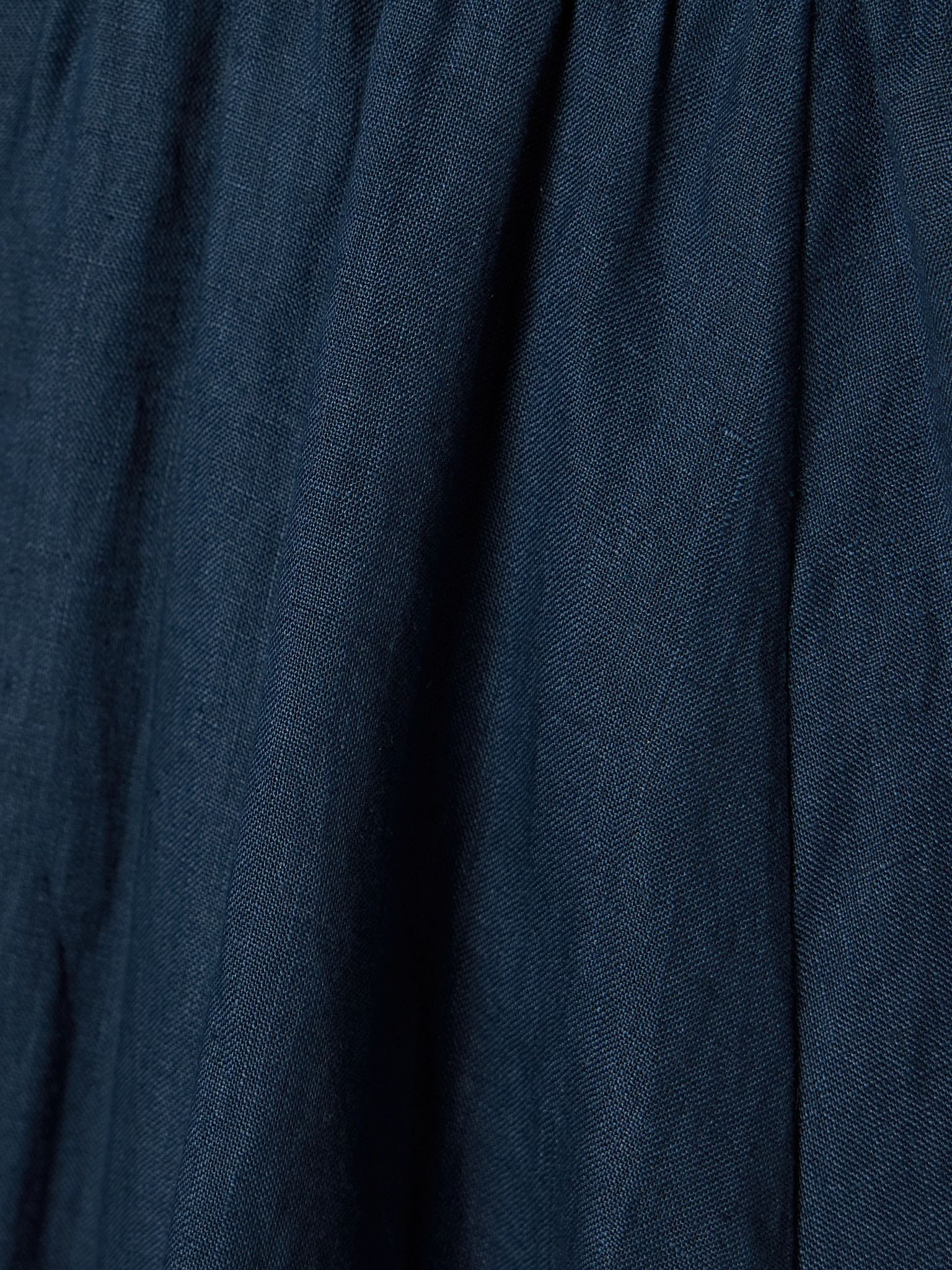 Ascension bead-embellished cutout pleated linen midi dress Navy - 4