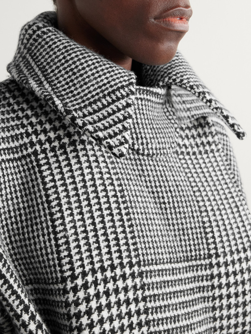 Double-breasted Belted Prince Of Wales Checked Wool-blend Trench Coat 6