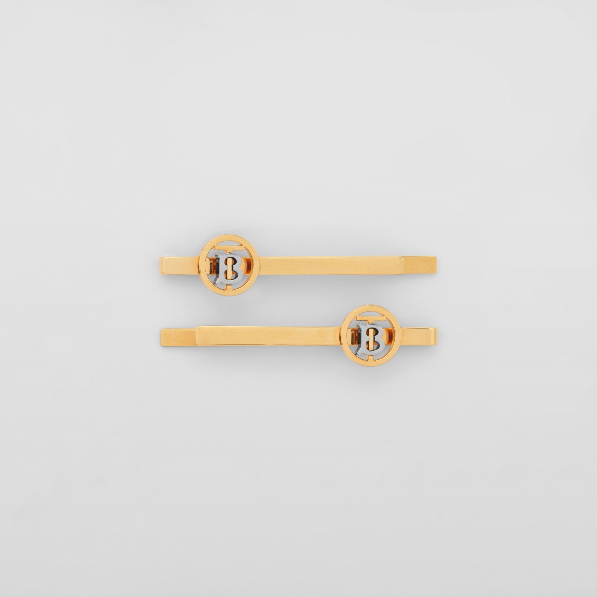 Gold and Palladium-plated Monogram Motif Hair Pins - 1