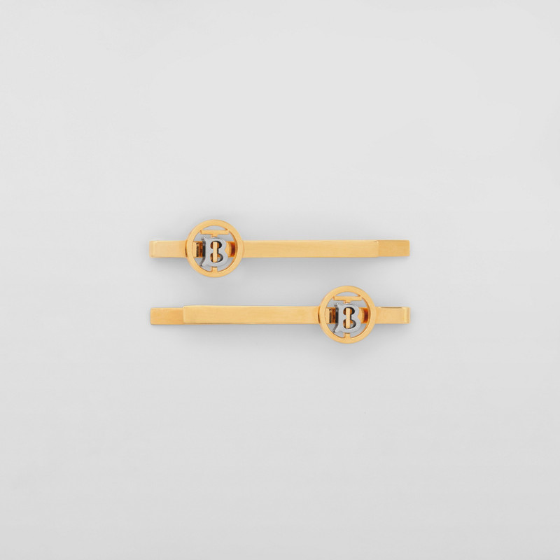 Gold and Palladium-plated Monogram Motif Hair Pins 1