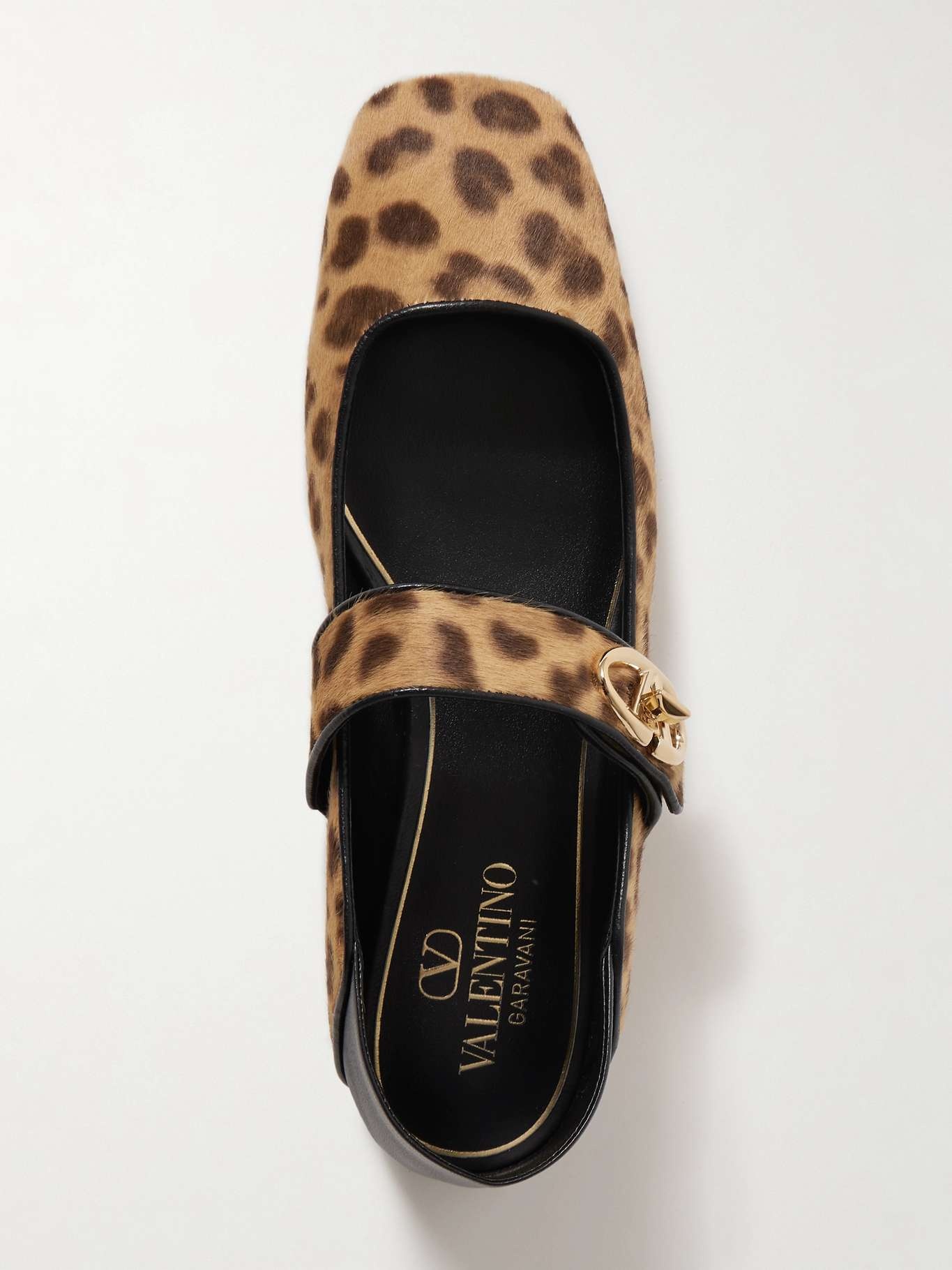 VLOGO Locker collapsible-heel leather-trimmed leopard-print calf hair ballet flats - 5