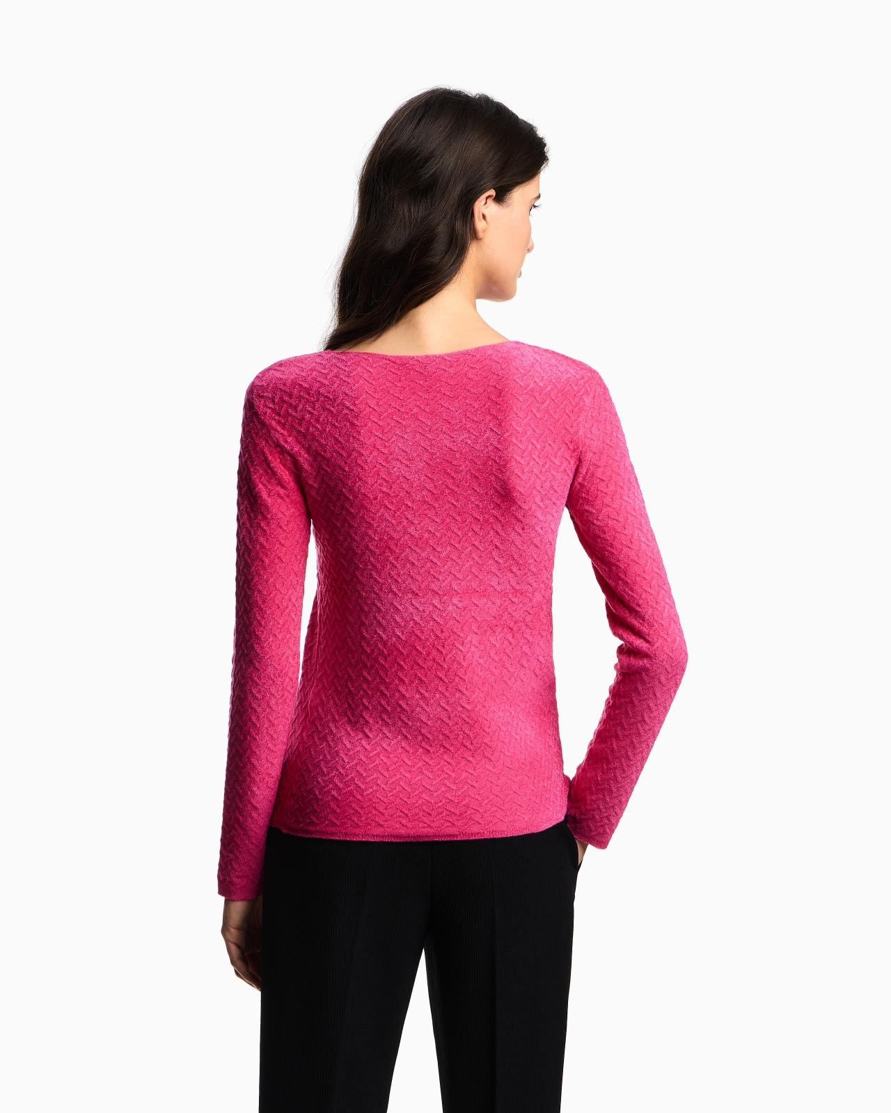 CHENILLE JUMPER WITH EMBOSSED IRREGULAR CHEVRON MOTIF - 3