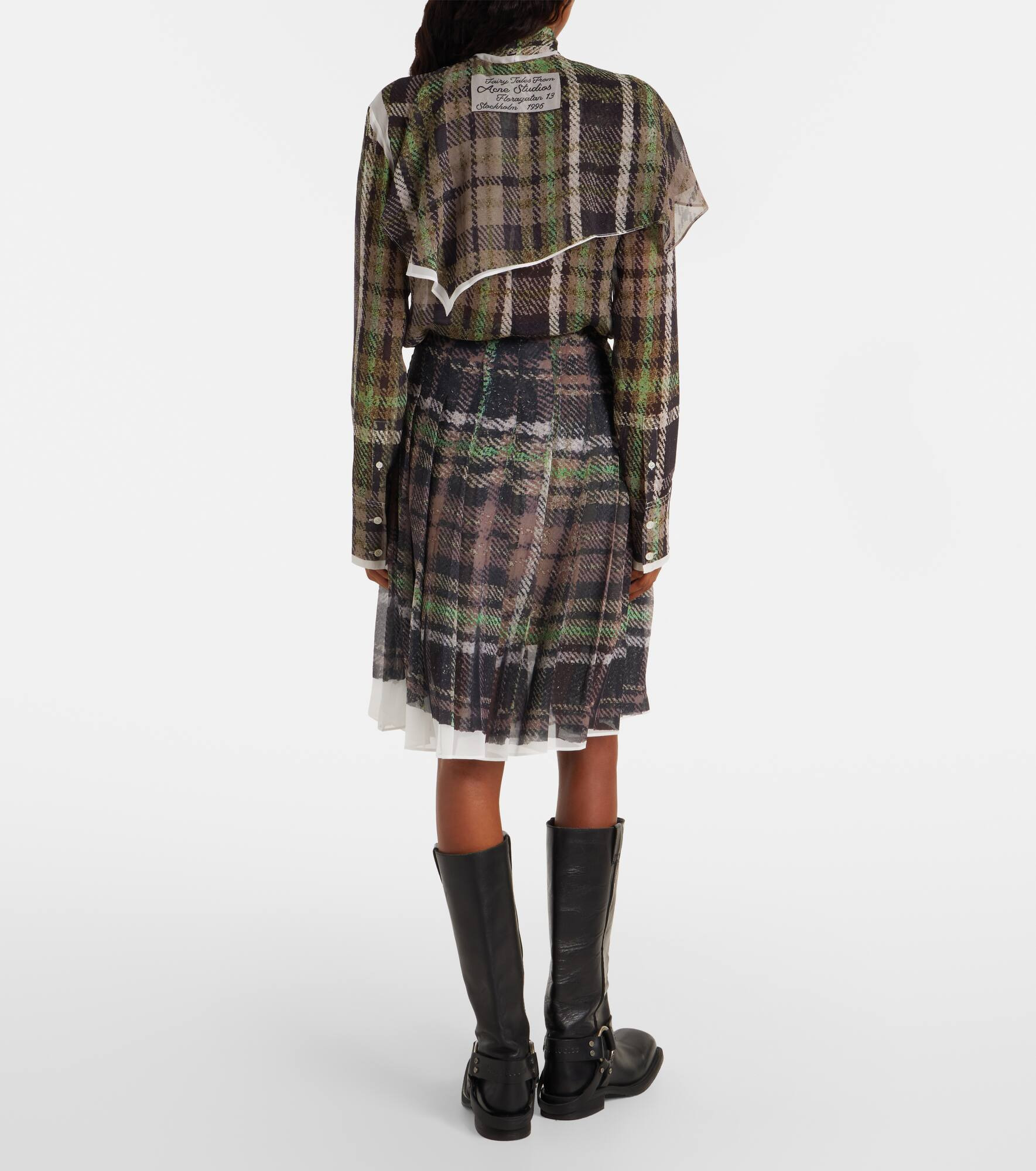 Pleated plaid midi skirt - 3
