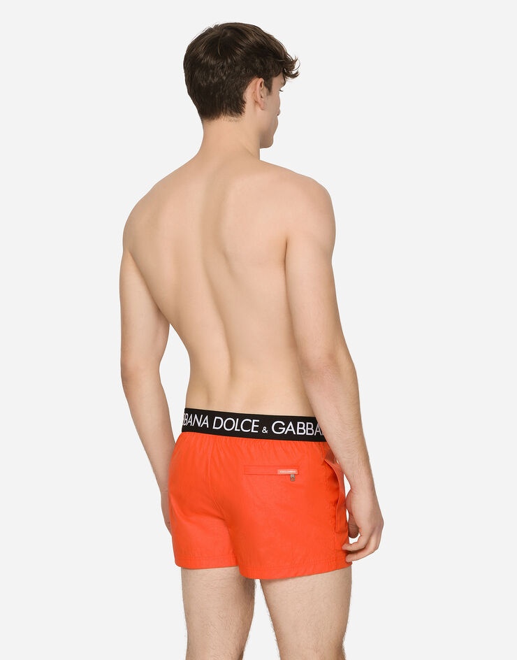 Short swim trunks with branded stretch waistband - 5