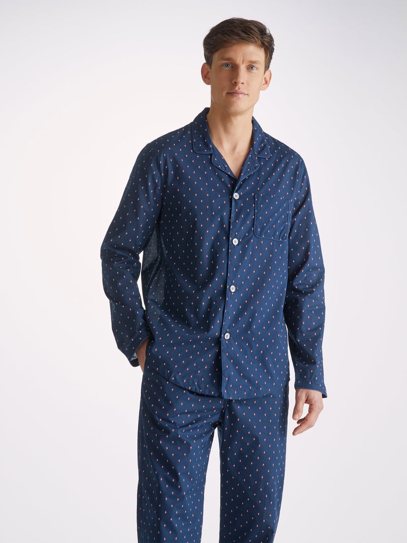 Men's Modern Fit Pyjamas Nelson 96 Cotton Batiste Navy - 2