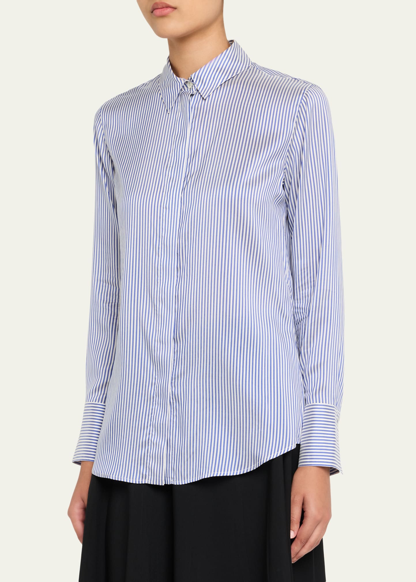 Chika Stripe Button Down Silk Top - 4