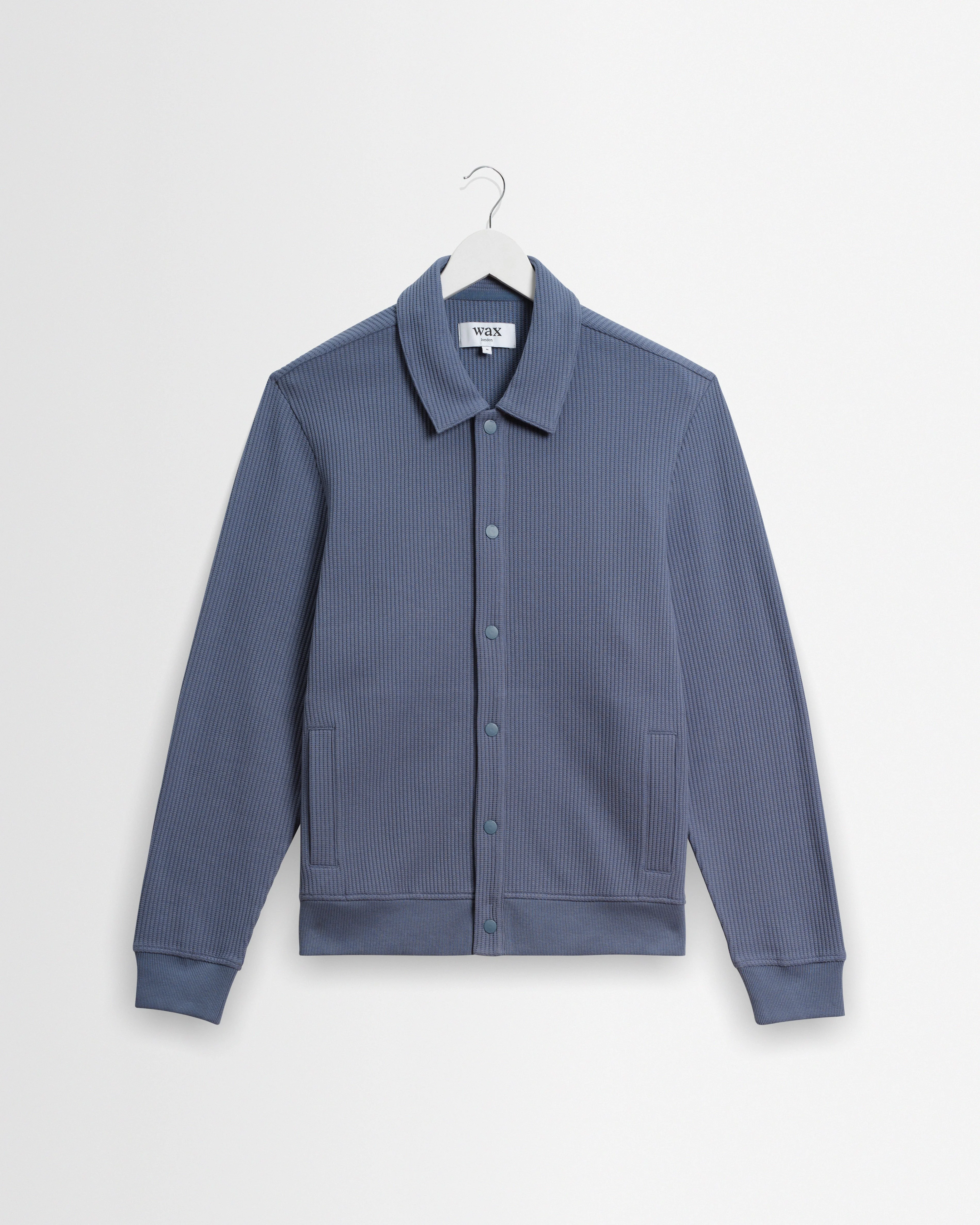 Hays - Mid Blue Structured Waffle Overshirt - 1