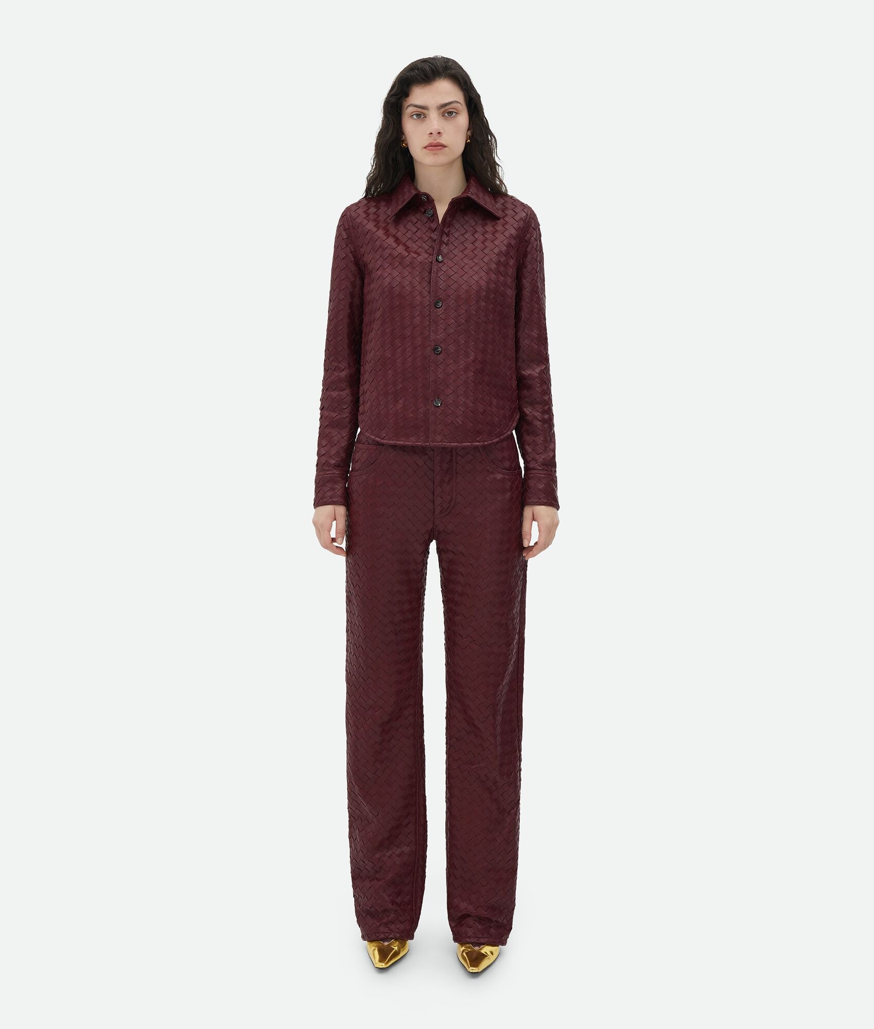 Intrecciato Slim Leather Shirt - 5