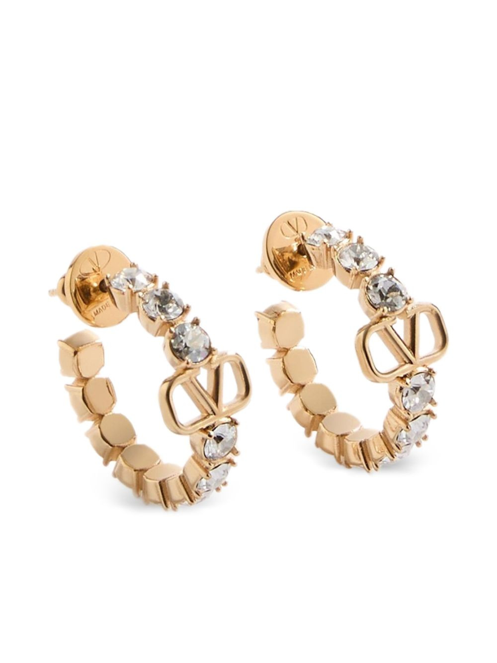 VLogo Signature crystal hoop earrings - 3