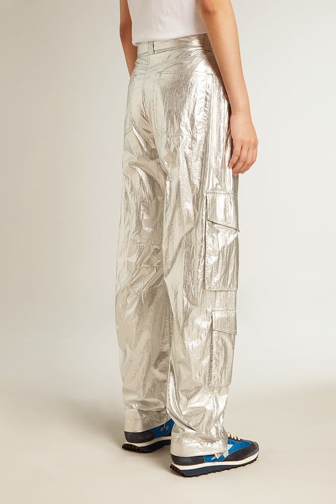 Cargo pants in silver technical fabric - 4