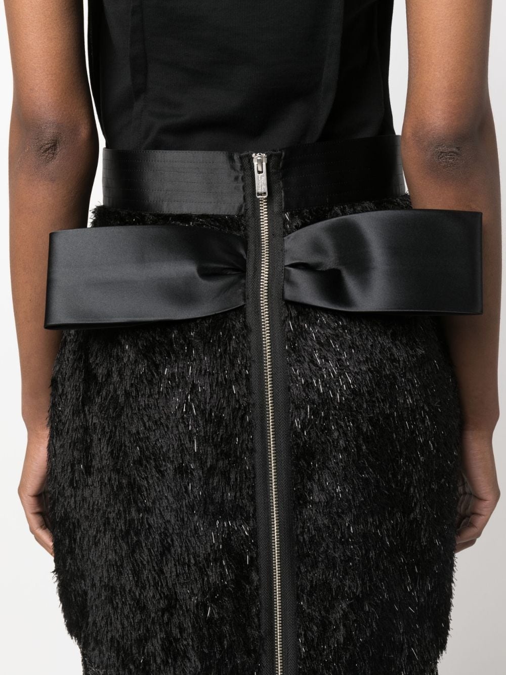 layered faux-fur pencil skirt - 5