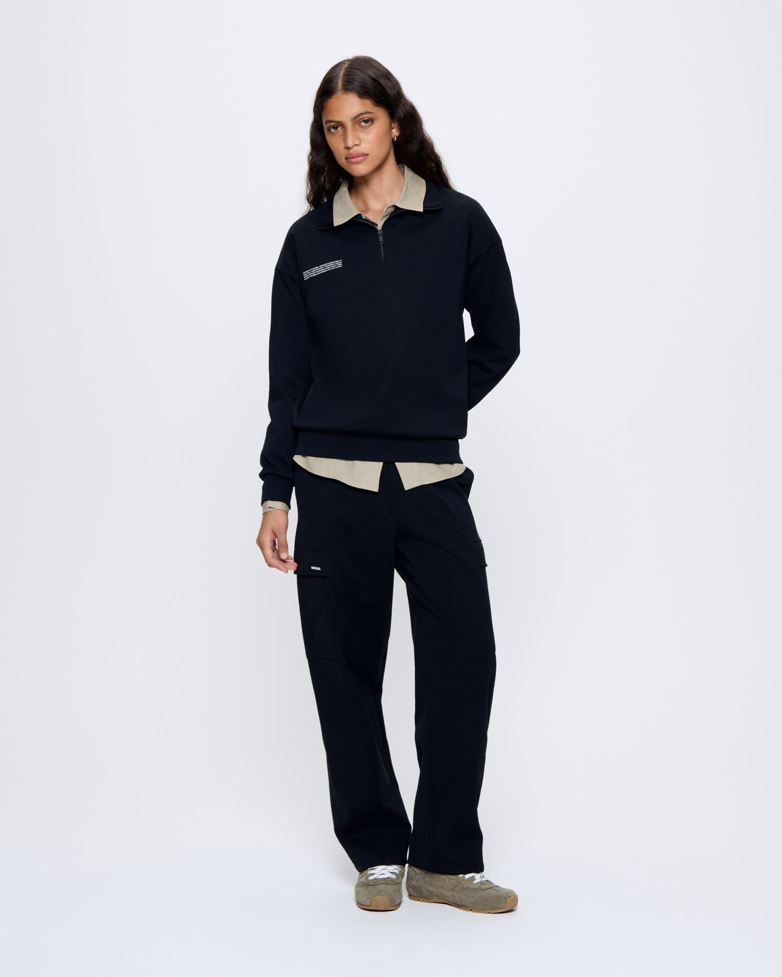 Womens DNA Double Jersey Half Zip Sweatshirt - Black - 3