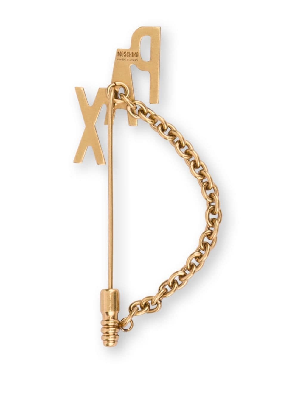 Pax-lettering chain-detail brooch - 2