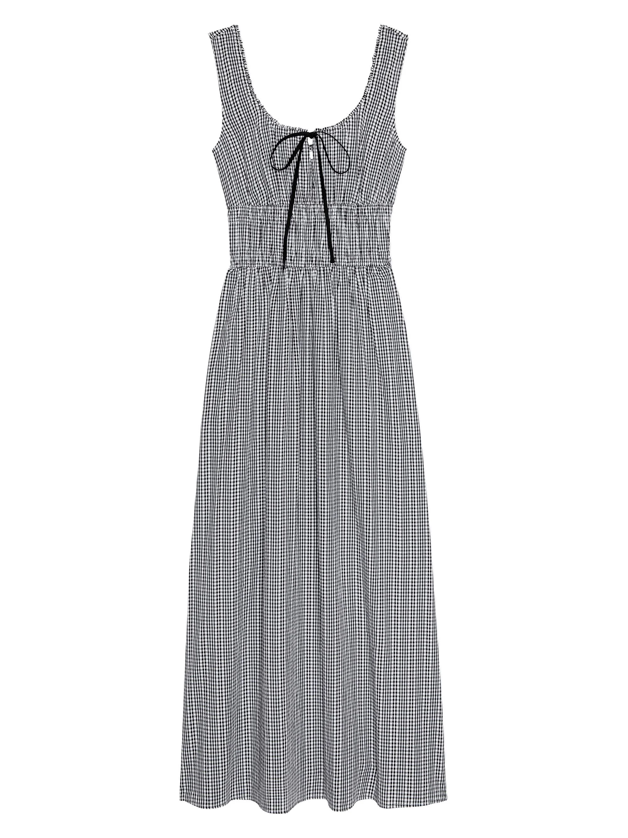 Women's Jordie Gingham Maxi Dress - Black Gingham - 1